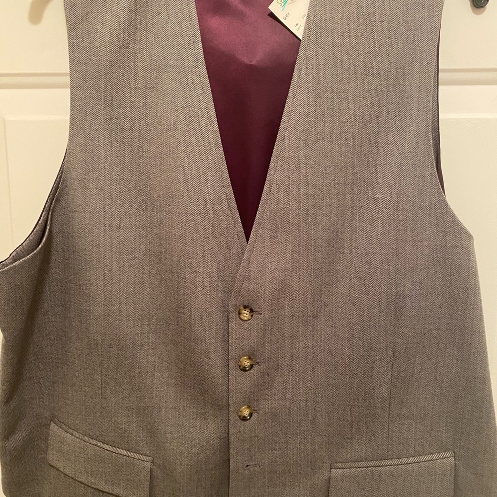 Men’s Grey Herringbone Vest-L